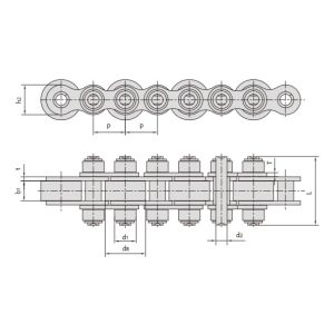 큰 롤러가 달린 컨베이어 체인