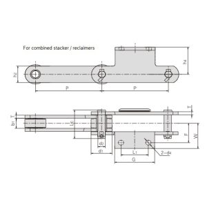 부착물이 장착된 적재기 회수기 체인 컨베이어